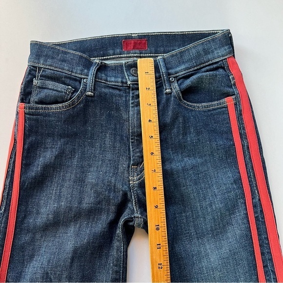 MOTHER Insider Crop Step Fray in Speed Racer‎ Red Stripe Raw Hem Jeans 24 - Picture 13 of 17